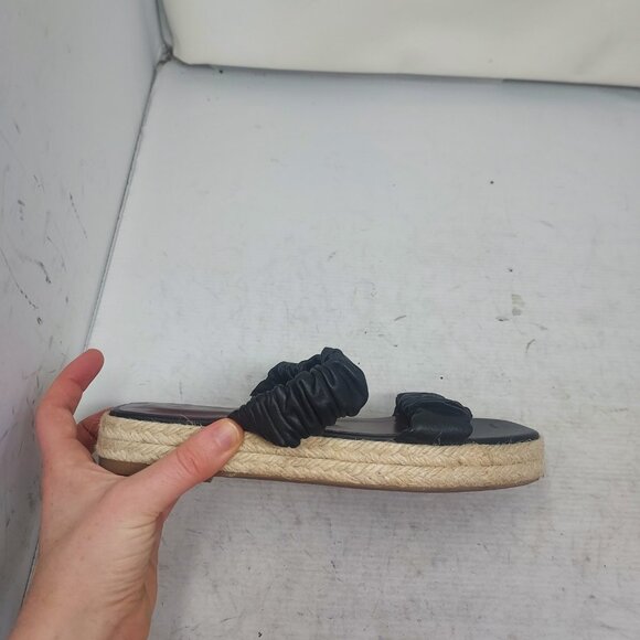 STAUD Black Maya Ruched Espadrille Slide Sandals - Picture 3 of 8